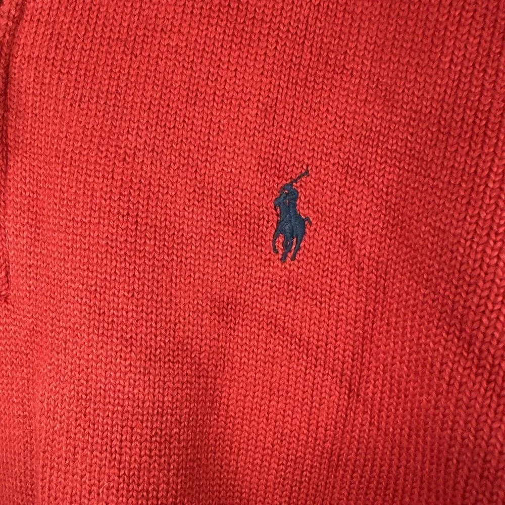 Polo Ralph Lauren‎ Quarter Zip Sweater Mens XL Red Cotton Pony Logo Mock Neck